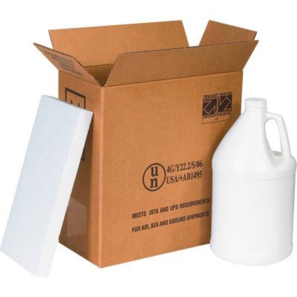 Box Packaging Global Industrial„¢ Two 1 Gal. Plastic Jug Haz Mat Shipper Kit, 12"L x 6"W x 12-3/4"H HAZ1131
